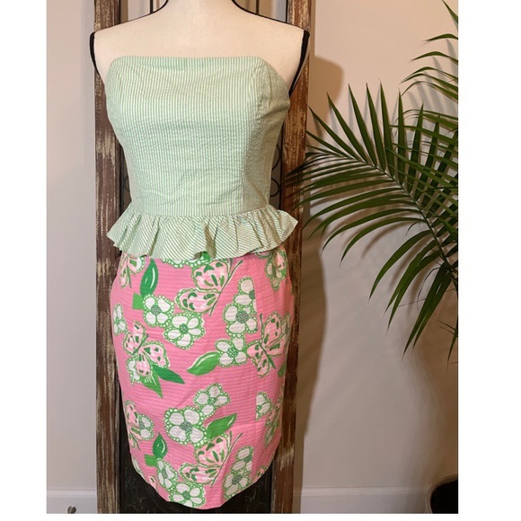 Lilly Pulitzer Dresses & Skirts - Lilly Pulitzer Pink and Green Lowe Strapless Dress
